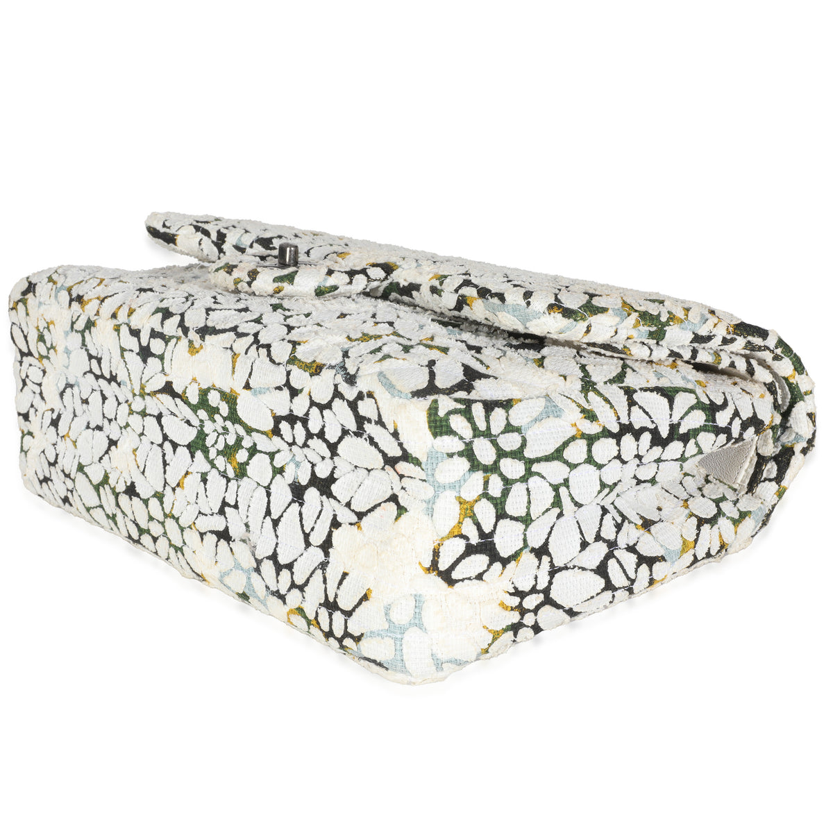 Multicolor White Cut Out Floral Jumbo Double Flap Bag