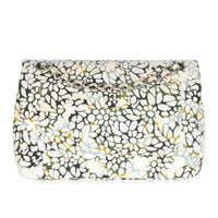 Multicolor White Cut Out Floral Jumbo Double Flap Bag