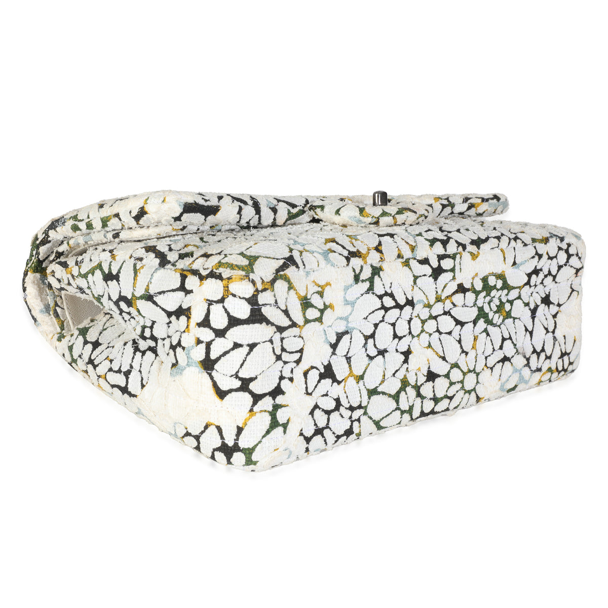 Multicolor White Cut Out Floral Jumbo Double Flap Bag