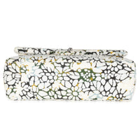 Multicolor White Cut Out Floral Jumbo Double Flap Bag