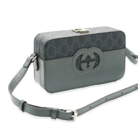 Grey Calfskin GG Supreme Interlocking G Messenger