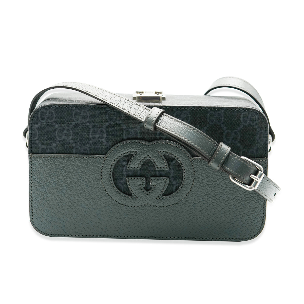 Grey Calfskin GG Supreme Interlocking G Messenger