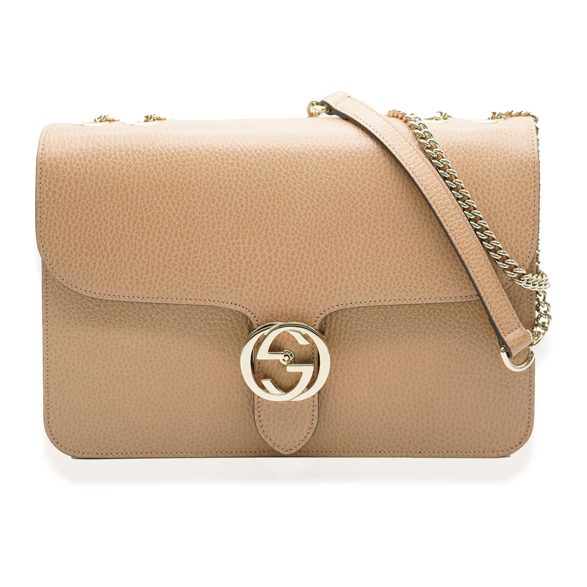 Beige Dollar Calfskin Medium Interlocking G Shoulder Bag