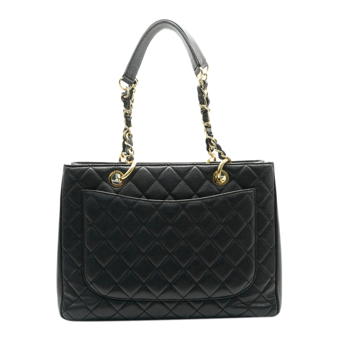 Black Quilted Caviar Grand Shopper Tote