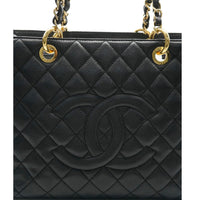 Black Quilted Caviar Grand Shopper Tote