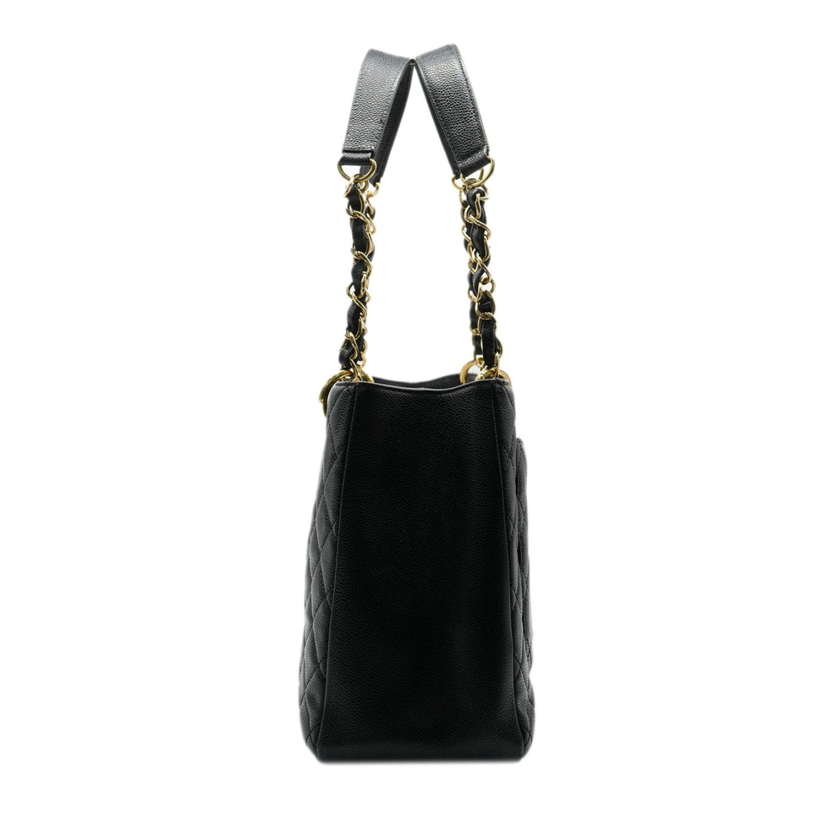 Black Quilted Caviar Grand Shopper Tote