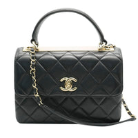 Black Quilted Lambskin Small Trendy CC Dual Handle Flap Bag