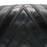 Black Calfskin Caviar In The Mix Chevron Old Medium Boy Bag