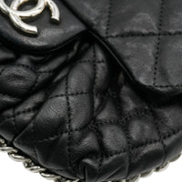 Chanel Black Washed Lambskin Quilted Chain Around Messenger