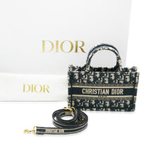 Christian Dior Navy Oblique Embroidered Mini Book Tote