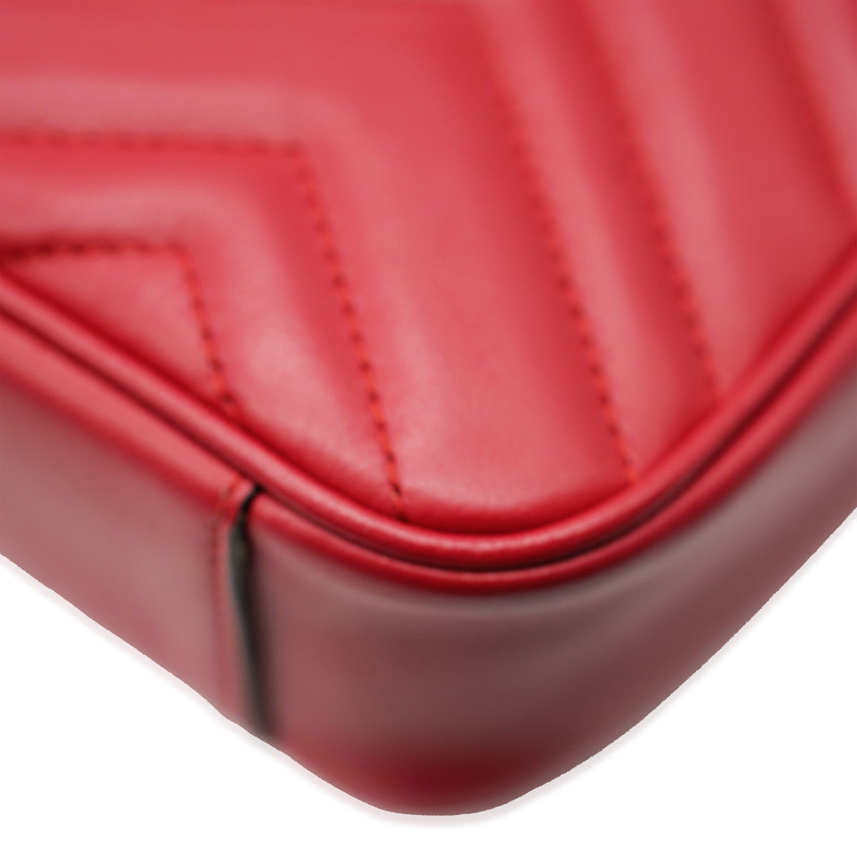 Red Leather Small GG Marmont Flap