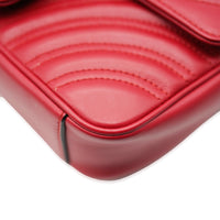 Red Leather Small GG Marmont Flap