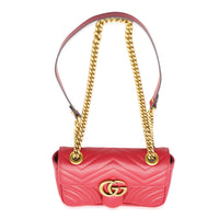 Red Leather Small GG Marmont Flap