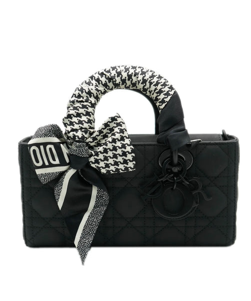Christian Dior Black Ultra Matte Calfskin Cannage Small Lady D-Joy