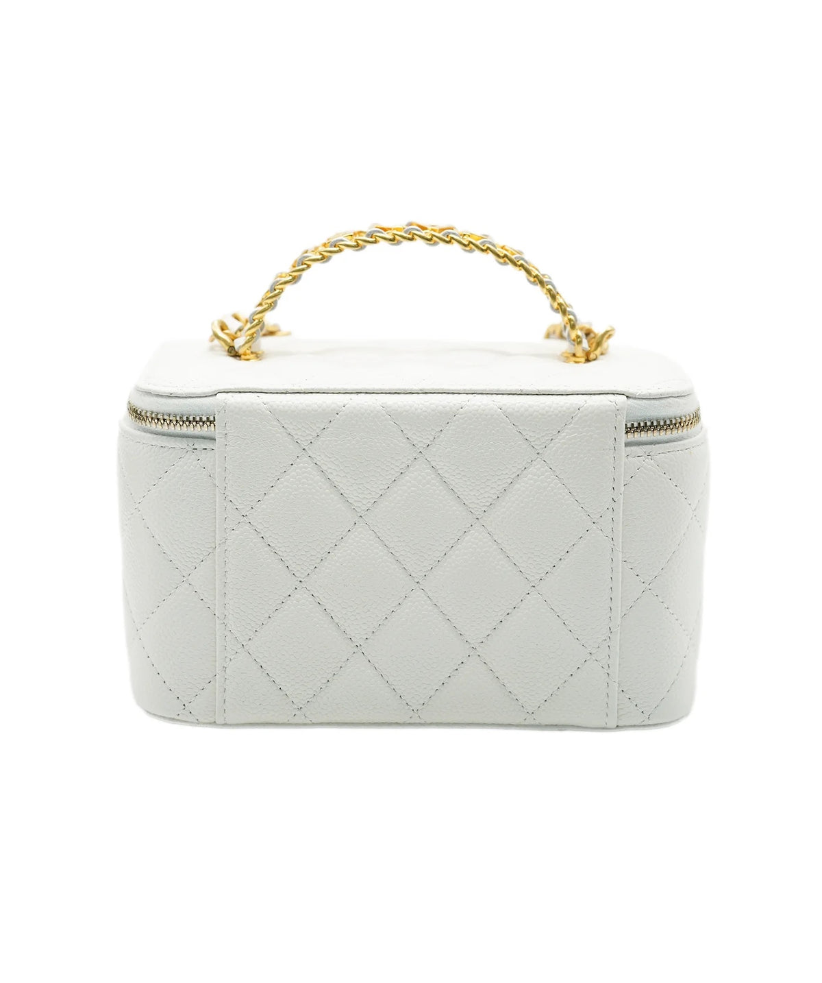 White Shiny Caviar Quilted Pick Me Up Vanity Case