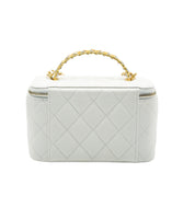 White Shiny Caviar Quilted Pick Me Up Vanity Case