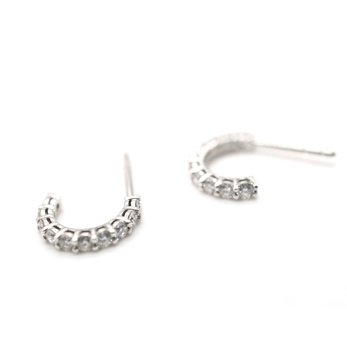 Shared Prong Small Diamond Hoop in Platinum  1/2 Ctw