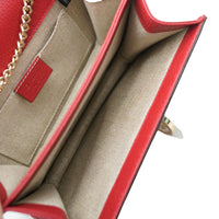 Red Pebbled Calfskin Small Interlocking G Chain Bag