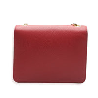 Red Pebbled Calfskin Small Interlocking G Chain Bag