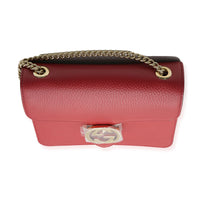 Red Pebbled Calfskin Small Interlocking G Chain Bag