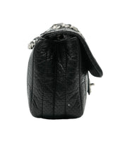 Black Perforated Calfskin Medium 50s Flap Bag