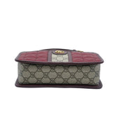 Burgundy Beige GG Supreme Canvas Quilted Mini GG Shoulder Bag