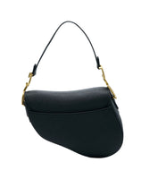 Black Grained Calfskin Medium Saddle Bag