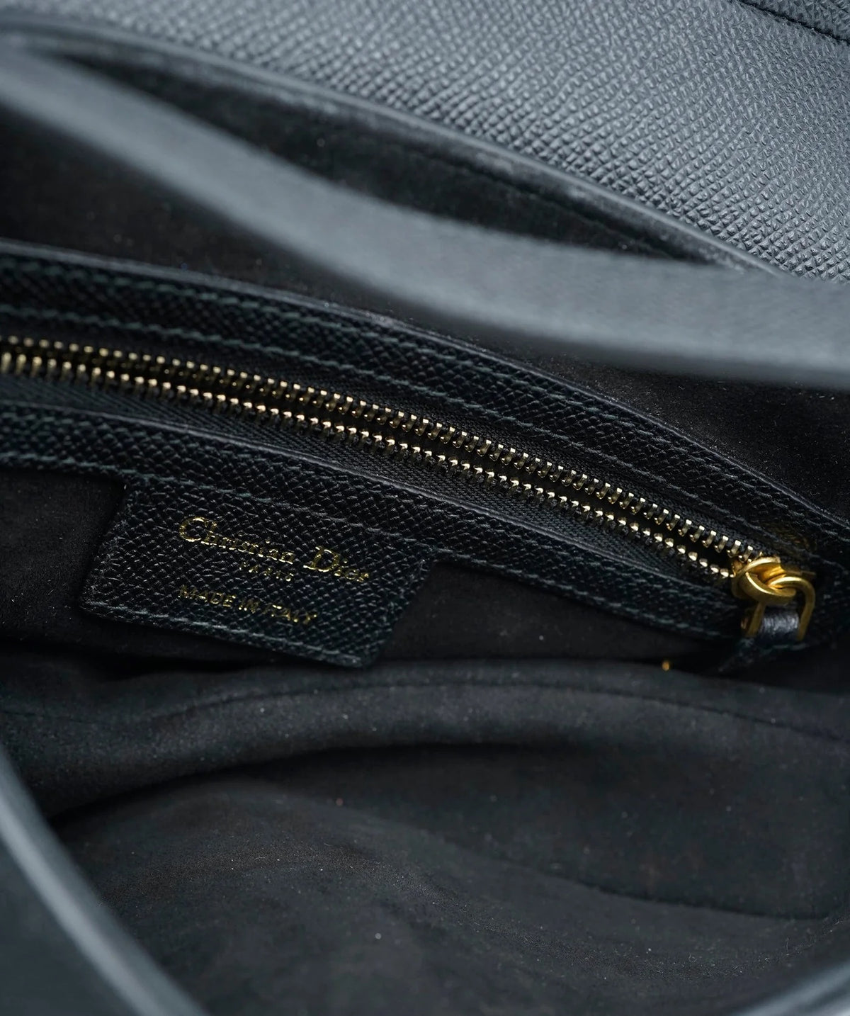 Black Grained Calfskin Medium Saddle Bag