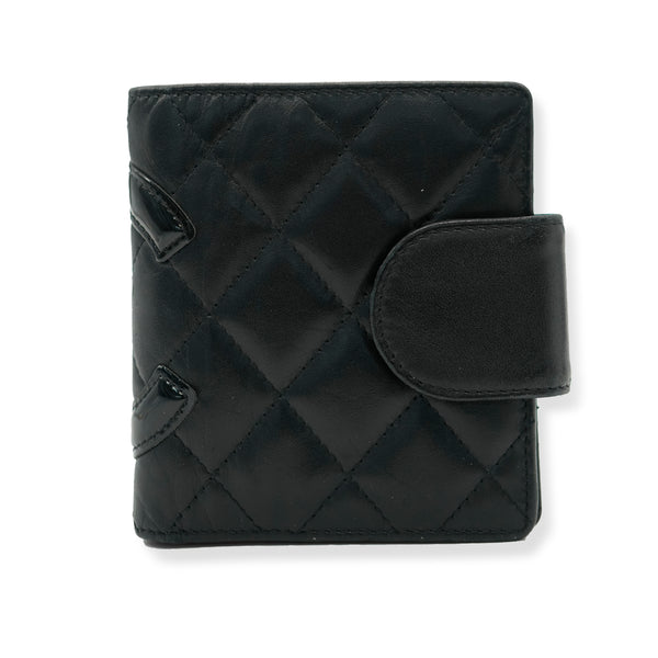 Black Quilted Lambskin Cambon Card Case