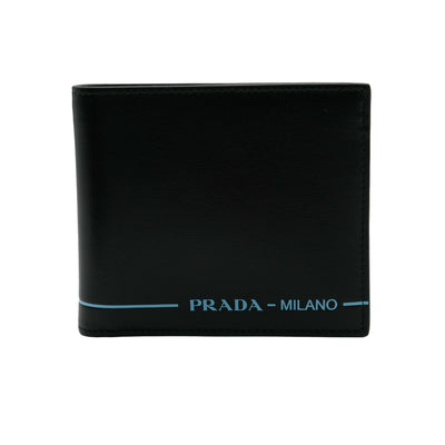 Black City Calf Bi-Fold Logo Wallet