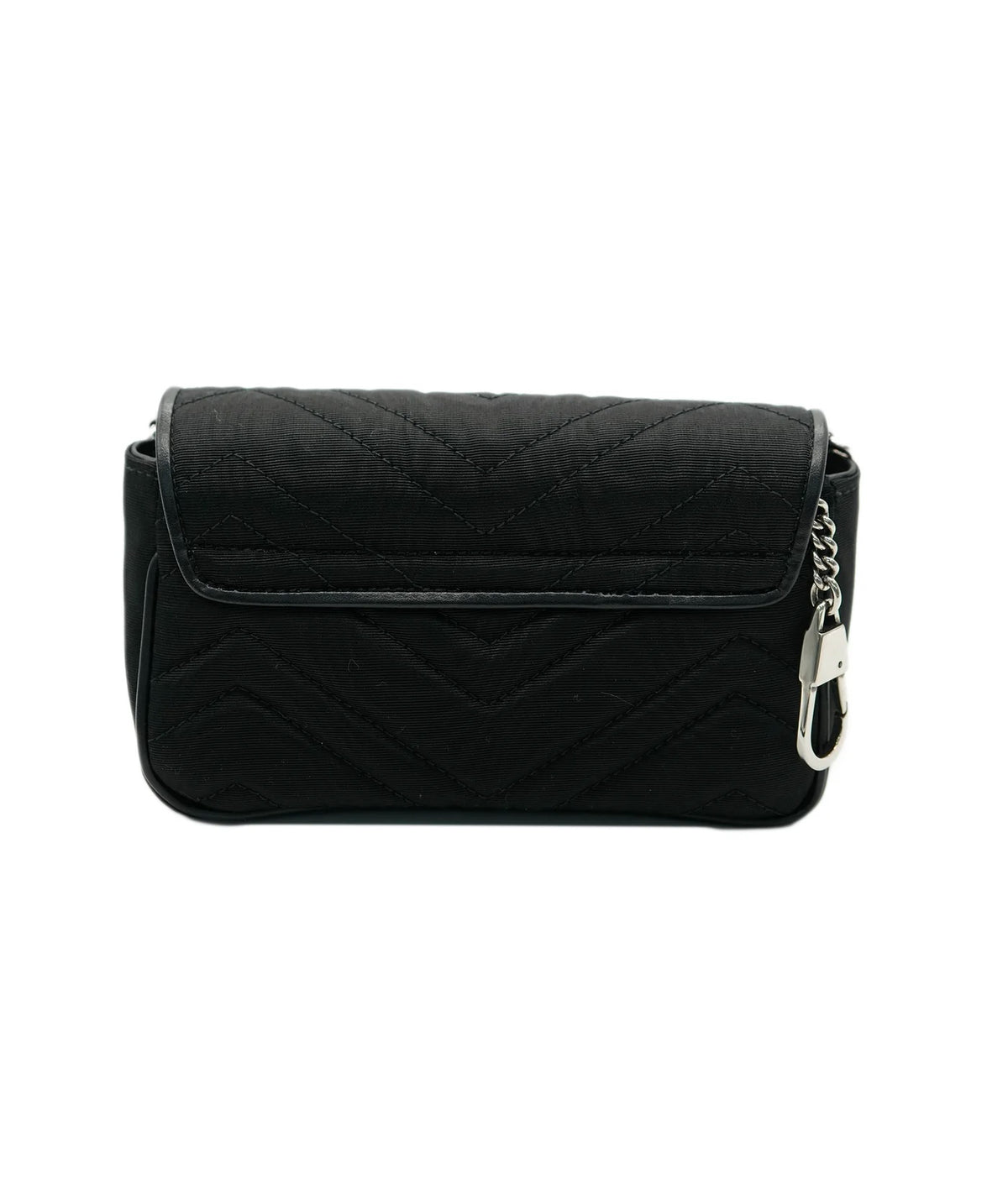 Black Moire Fabric Crystal Supermini GG Marmont Belt Bag