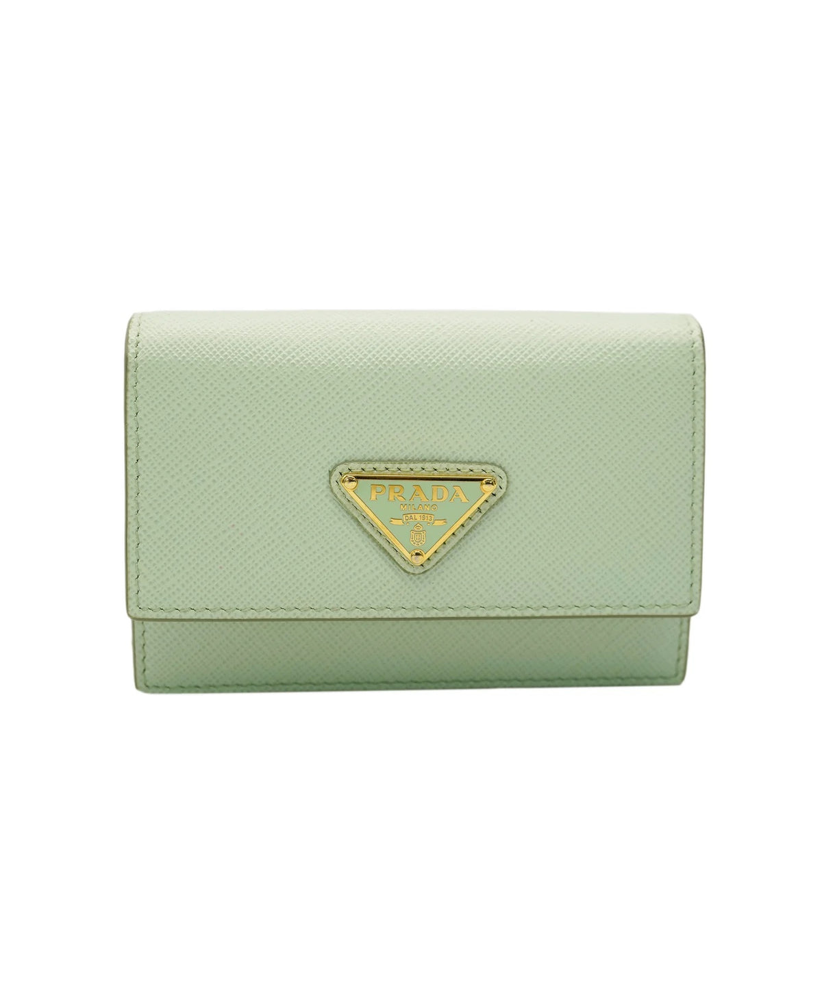 Aqua Saffiano Triangle Card Holder On Chain