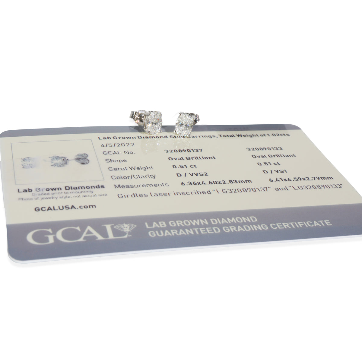 1.02 ctw White Gold Lab-Grown Diamond Earrings