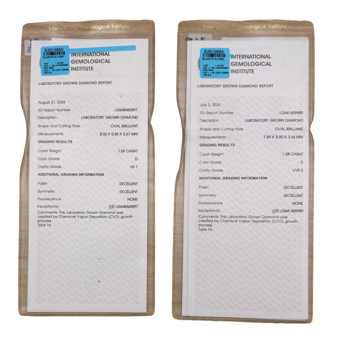 2.17 ctw Yellow Gold Lab-Grown Diamond Earrings