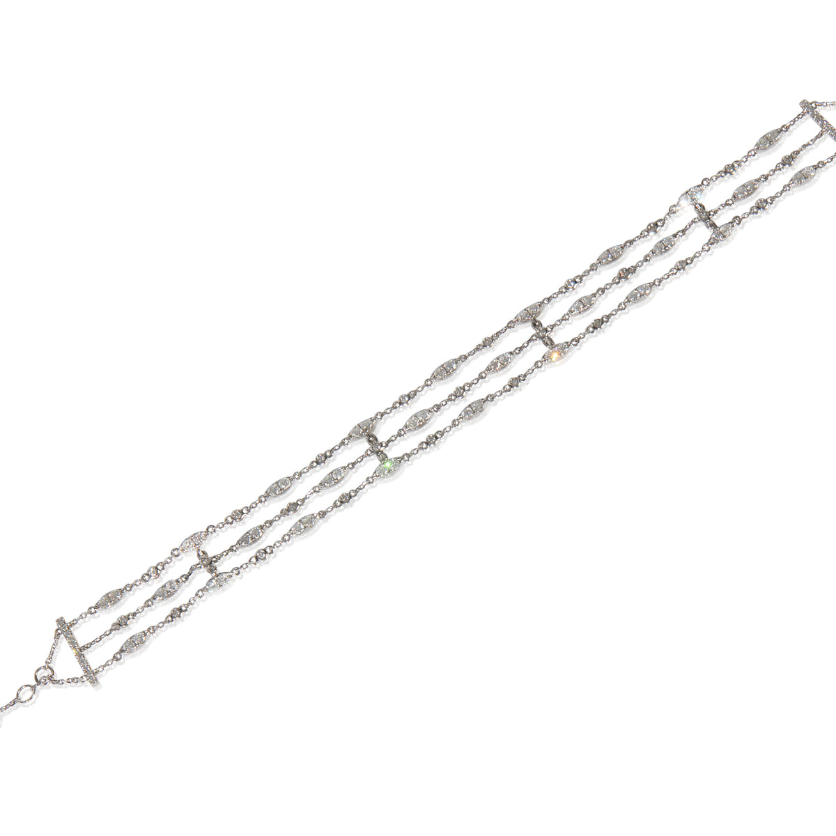 White Gold Diamond Petite Triple Strand Bracelet
