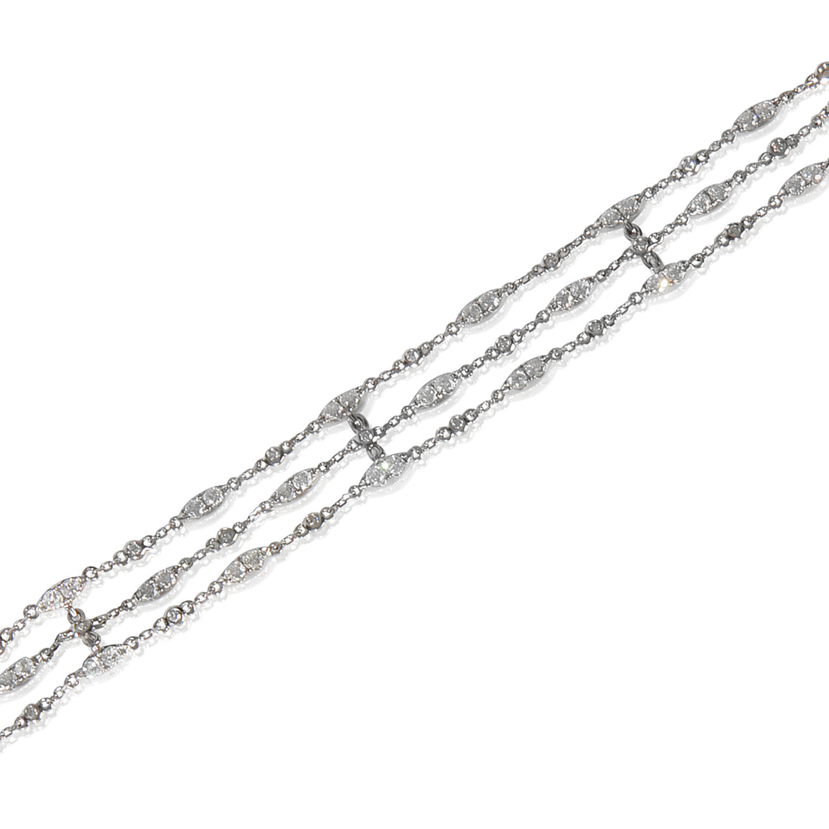 White Gold Diamond Petite Triple Strand Bracelet