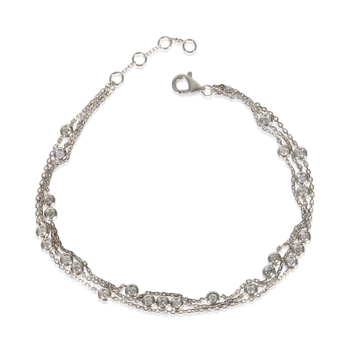 White Gold Diamond Triple Strand Bracelet