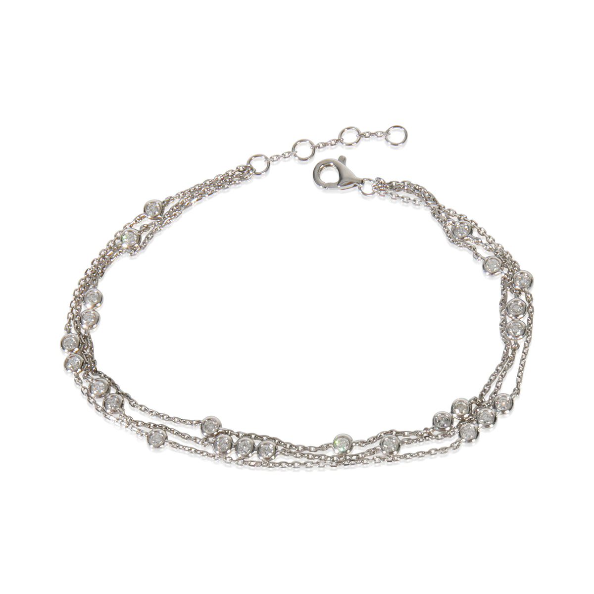 White Gold Diamond Triple Strand Bracelet