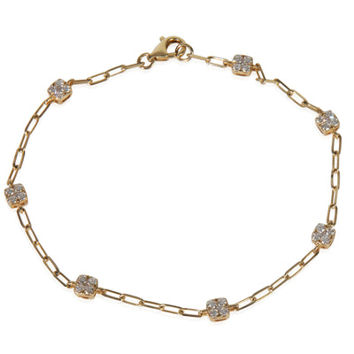 Yellow Gold Diamond Cluster Station Bracelet