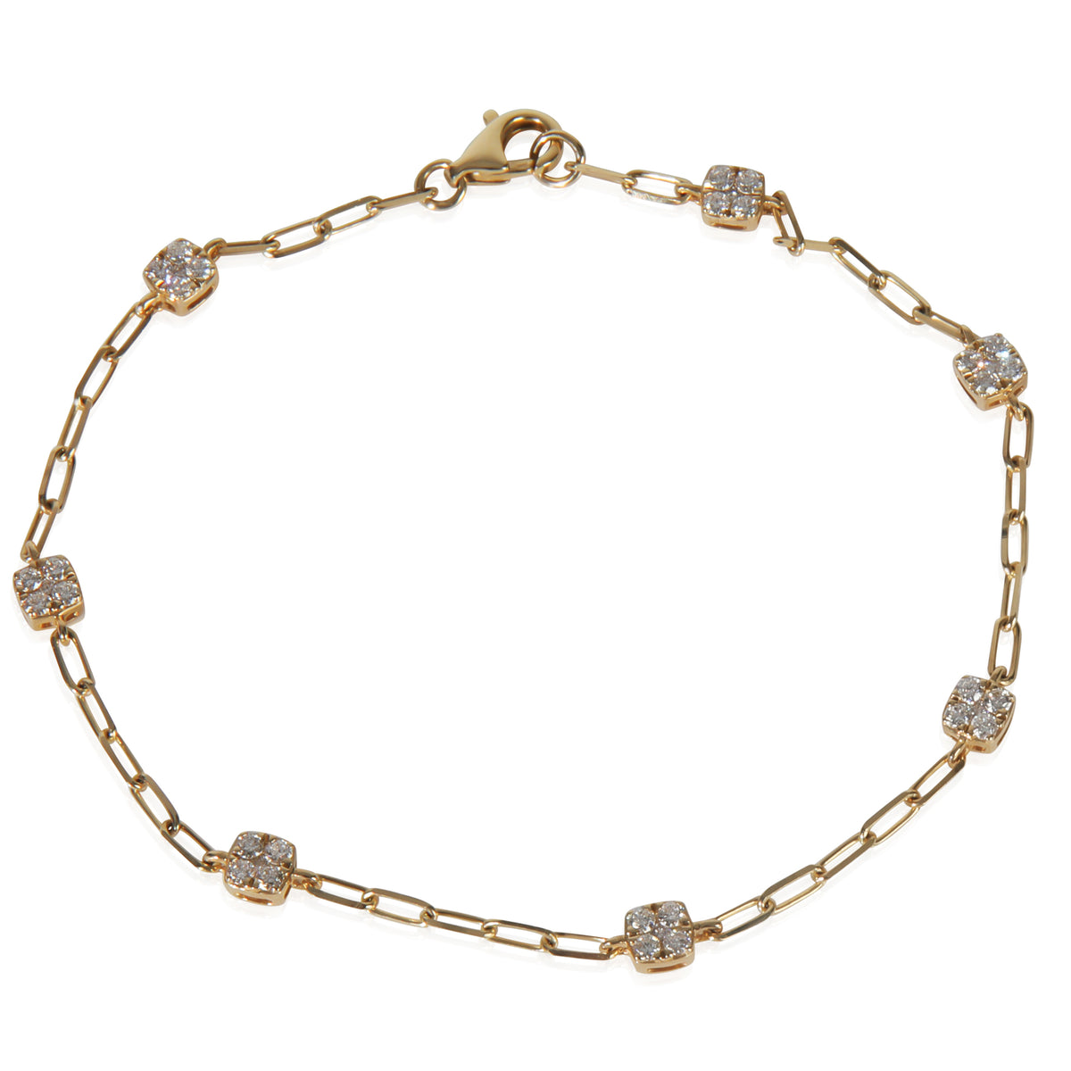 Yellow Gold Diamond Cluster Station Bracelet