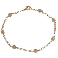 Yellow Gold Diamond Cluster Station Bracelet
