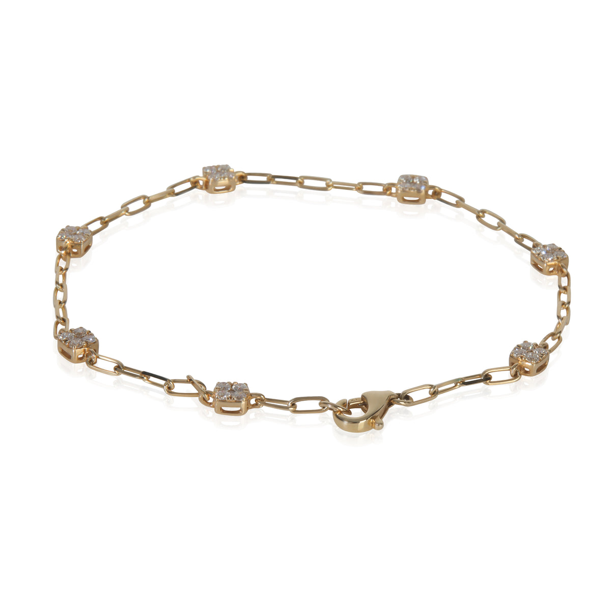 Yellow Gold Diamond Cluster Station Bracelet