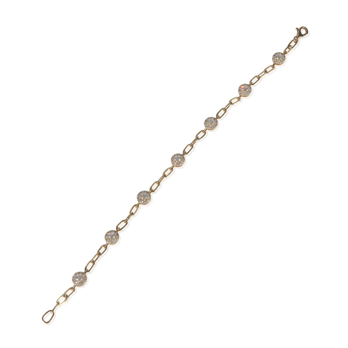 Yellow Gold Diamond Cluster Station Bracelet