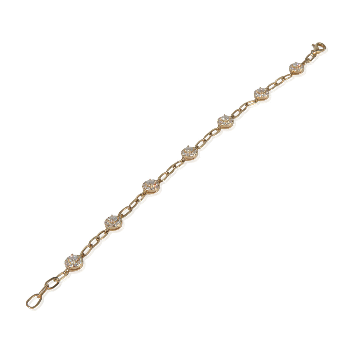 Yellow Gold Diamond Cluster Station Bracelet