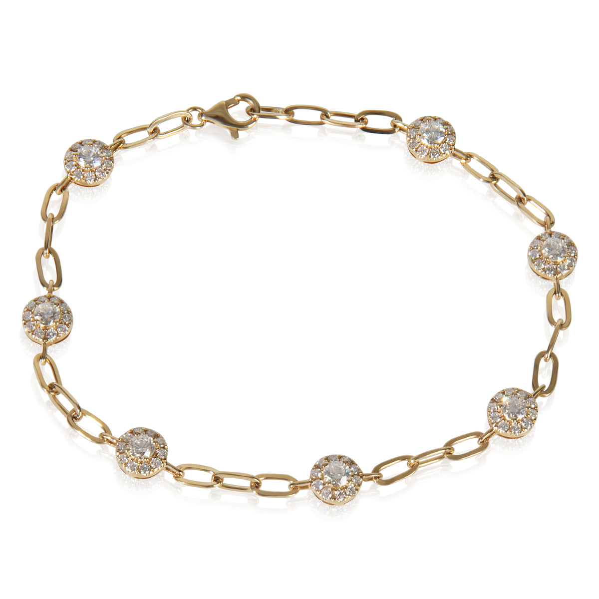 Yellow Gold Diamond Cluster Station Bracelet