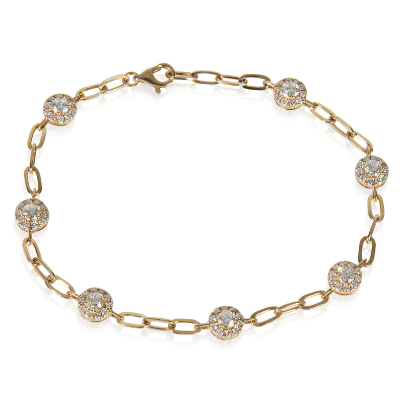 Yellow Gold Diamond Cluster Station Bracelet