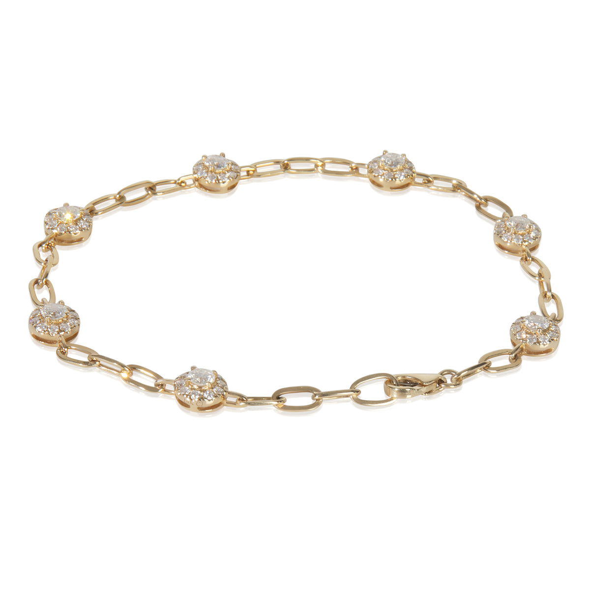 Yellow Gold Diamond Cluster Station Bracelet