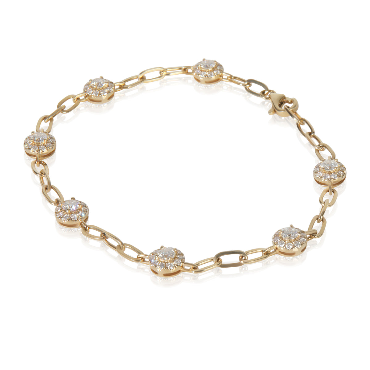 Yellow Gold Diamond Cluster Station Bracelet