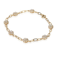 Yellow Gold Diamond Cluster Station Bracelet