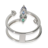 White Gold Emerald, Tanzanite and Diamond Ring